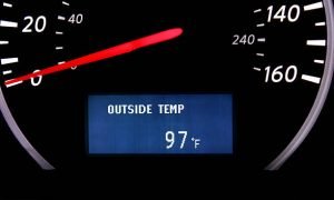 automobile temperature gauge hot summer