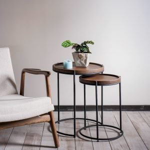 Buy Kobbler Leather Round End Table from Dtale Modern